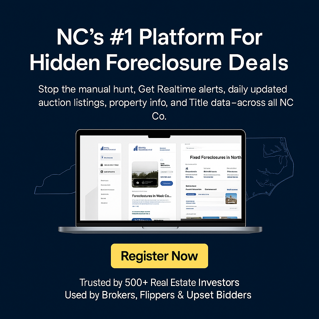 NC Tax Foreclosures Real Estate Investor ad creative