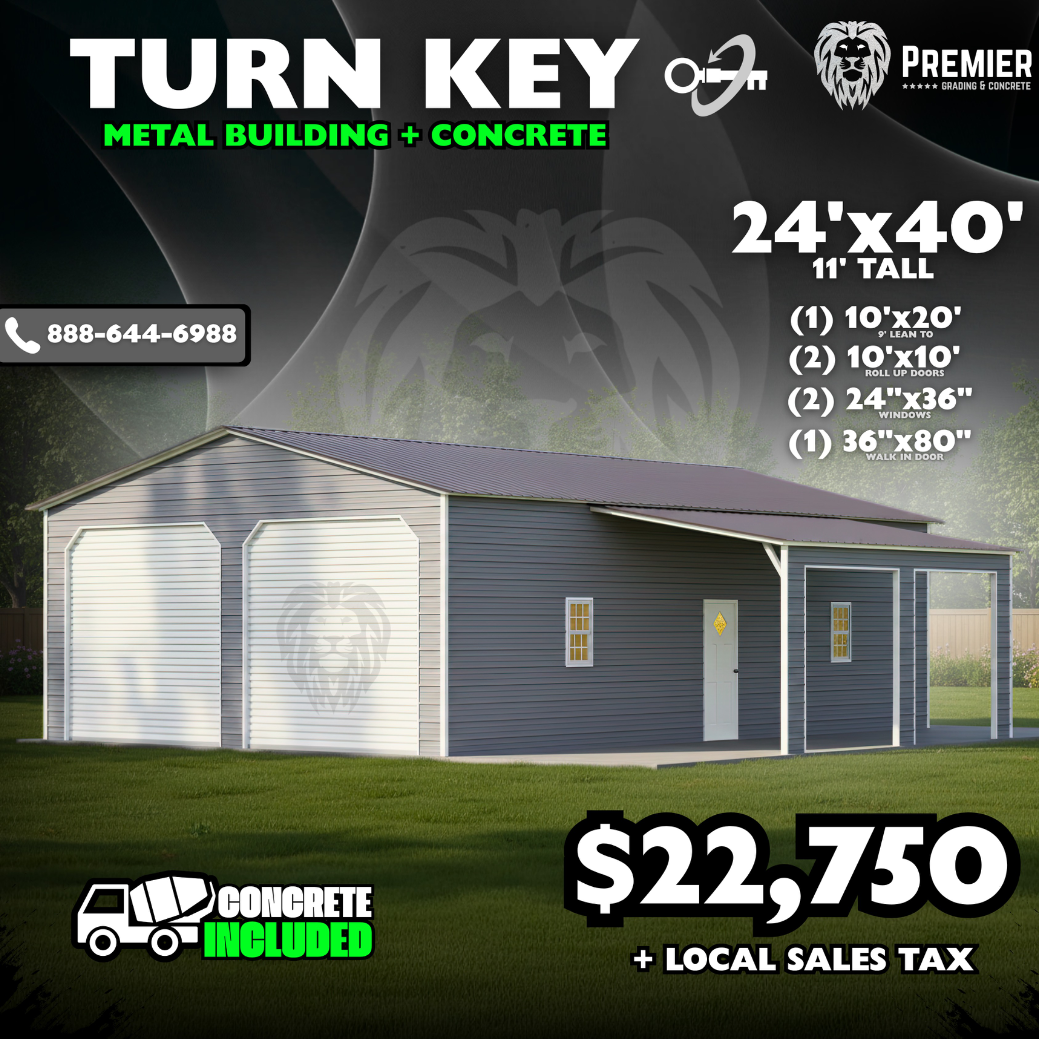 Premier Grading & Concrete General Contractor ad creative