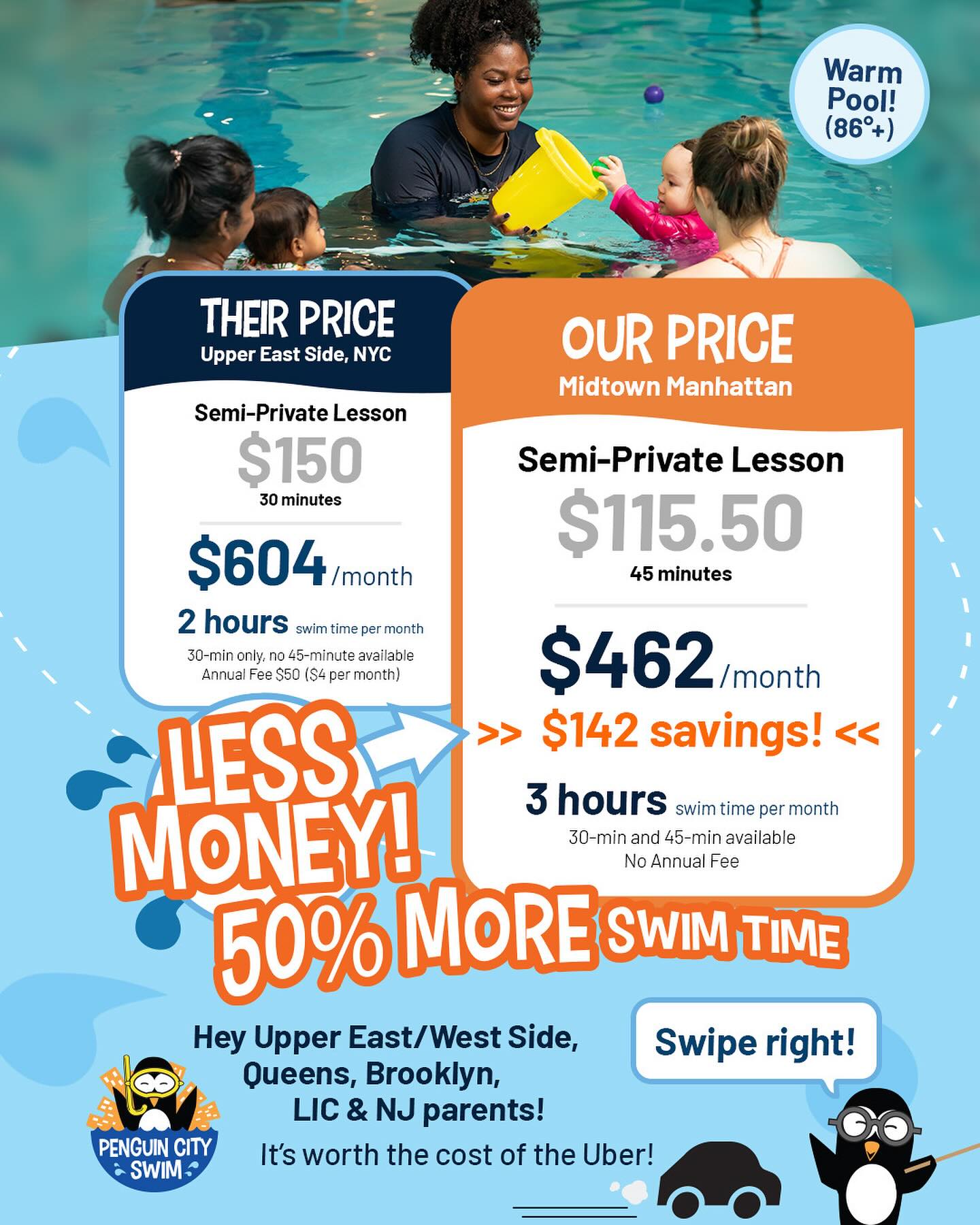 Penguin City Swim NYC Sports Lessons ad creative