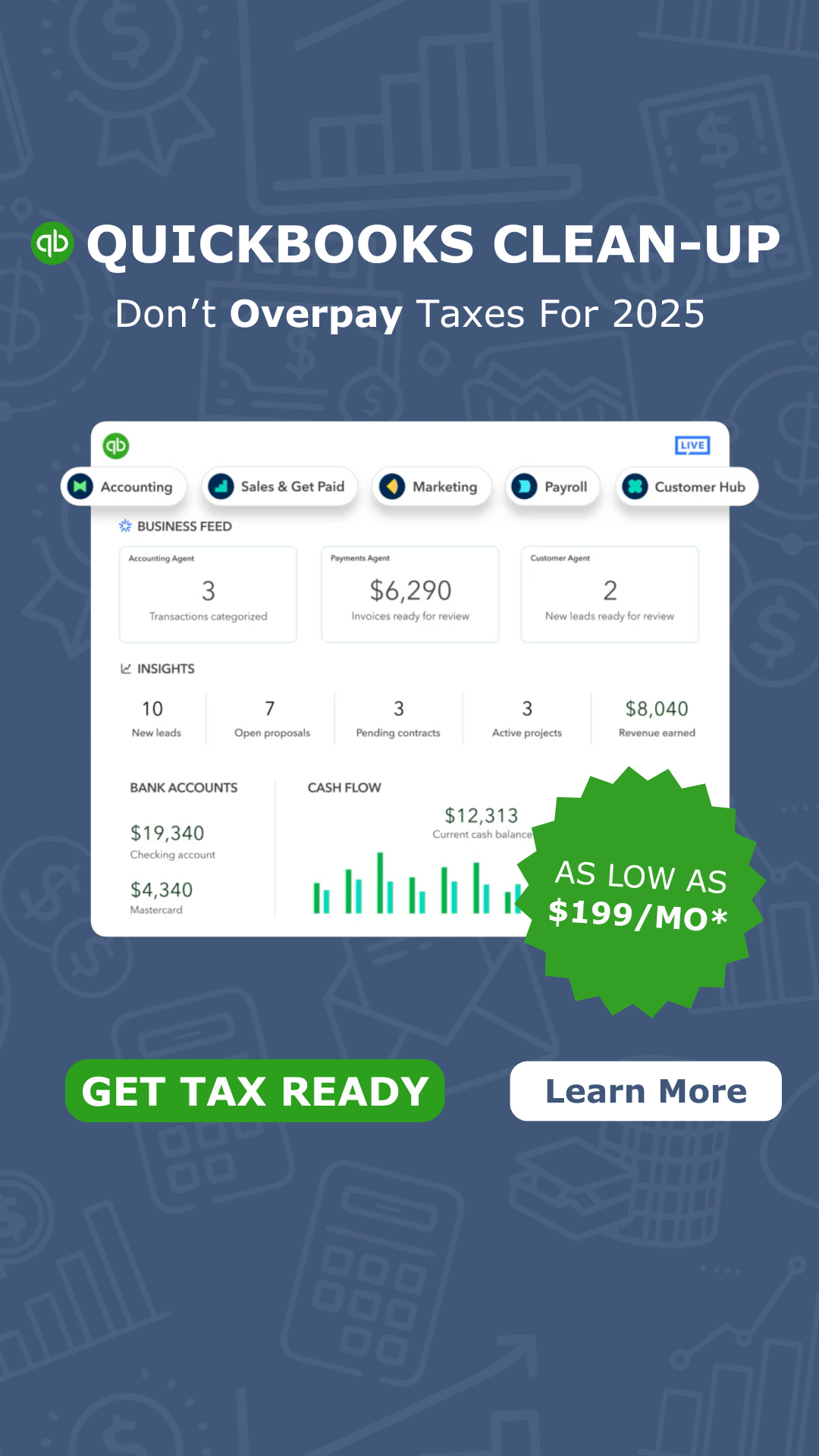 QuickBooks Clean-Up ($199/mo)