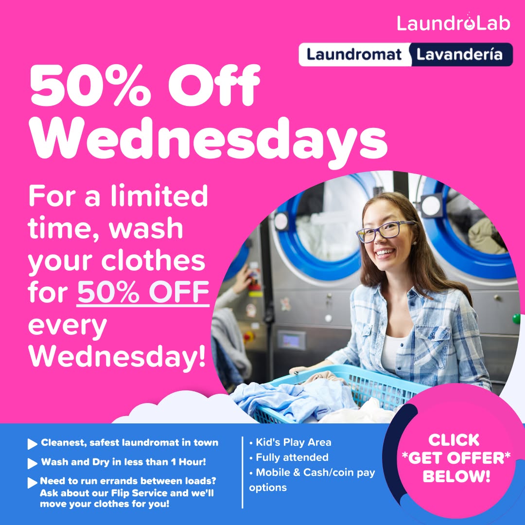 š„ 50% OFF Laundry Every Wednesday ā No Hassle, Just Savings!