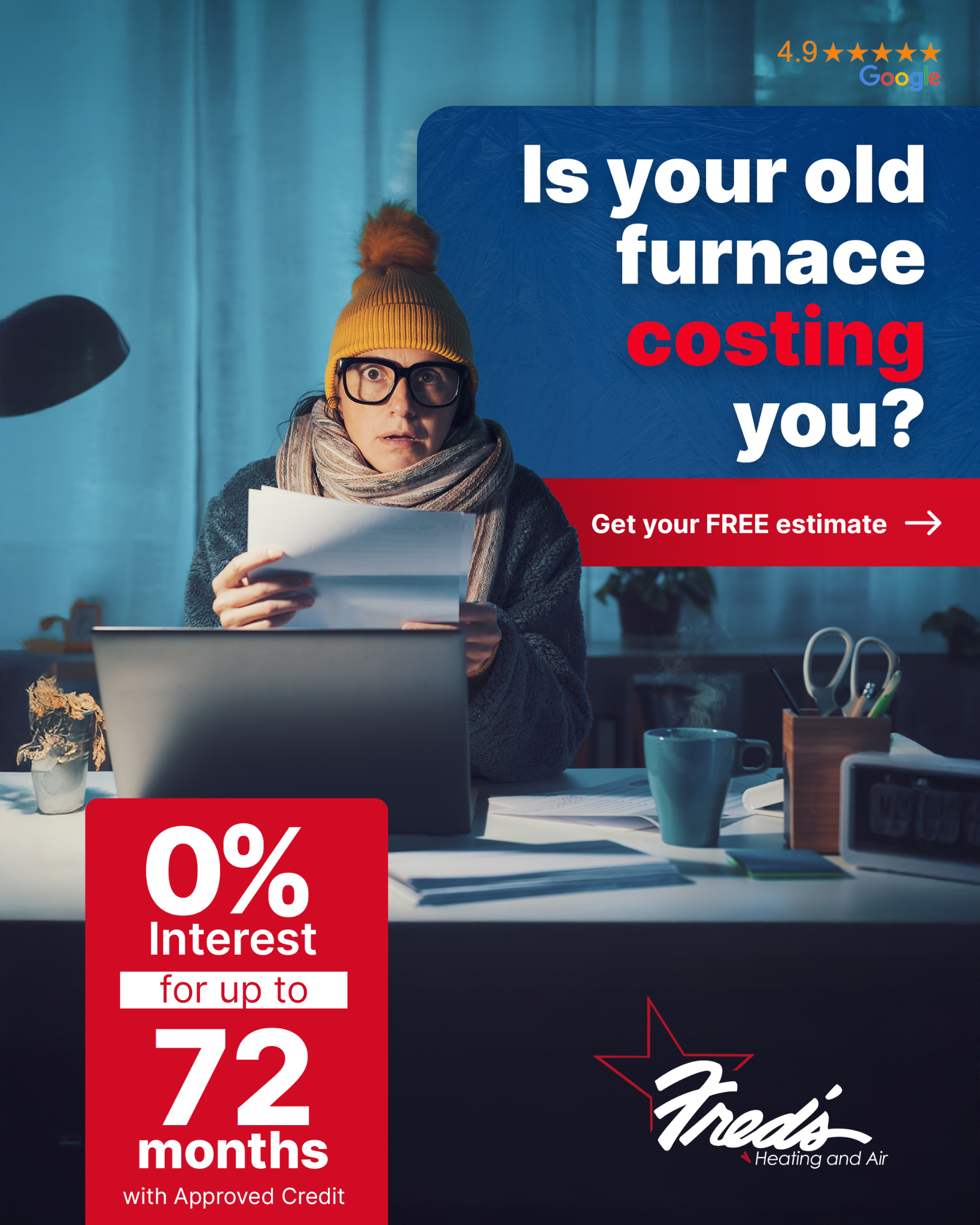 Fred's Heating and Air HVAC ad creative