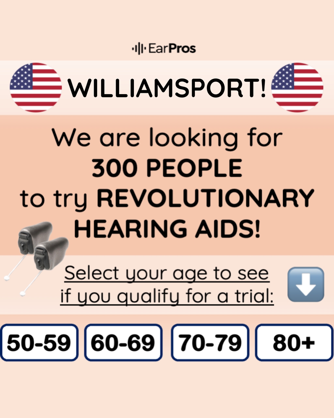 EarPros Pennsylvania Hearing / Audiology ad creative