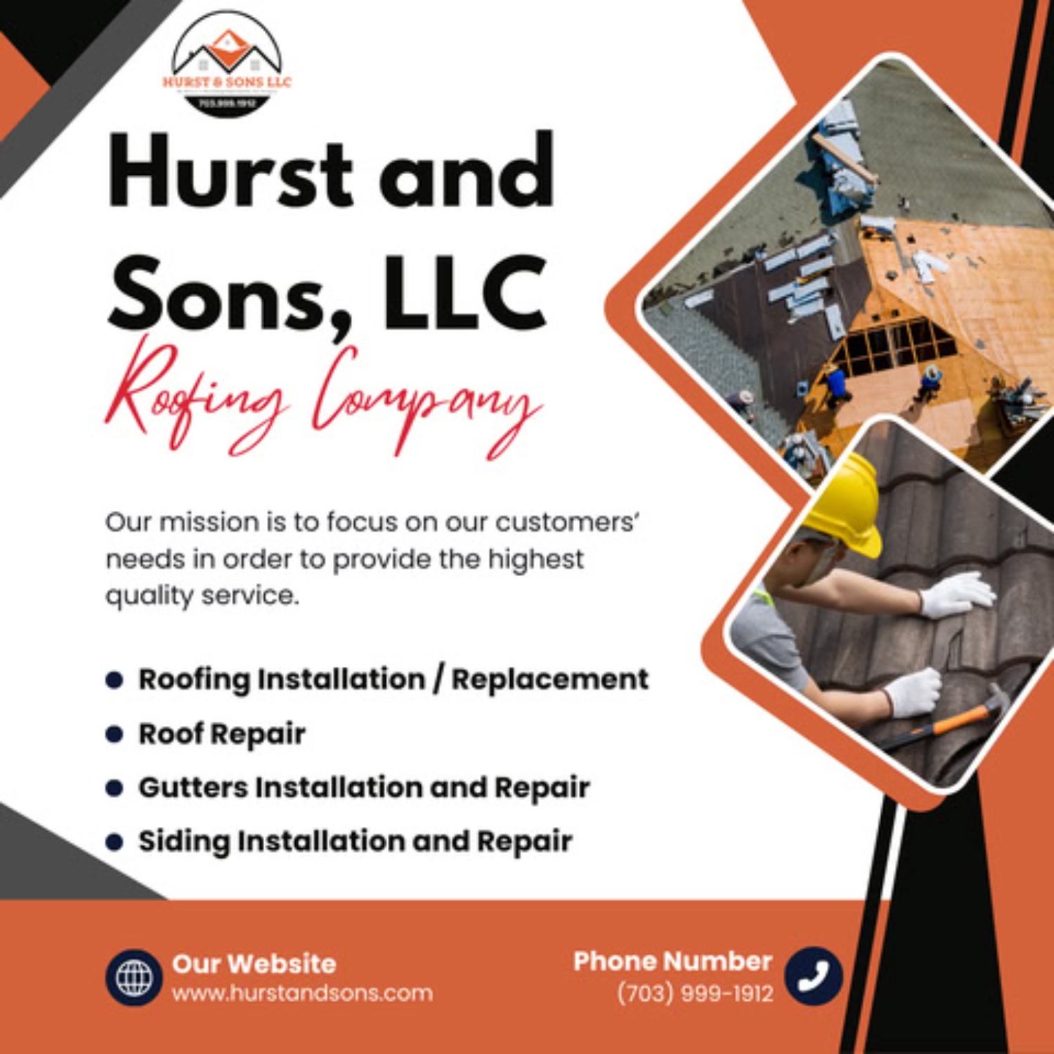 Hurst and Sons LLC Roofing ad creative