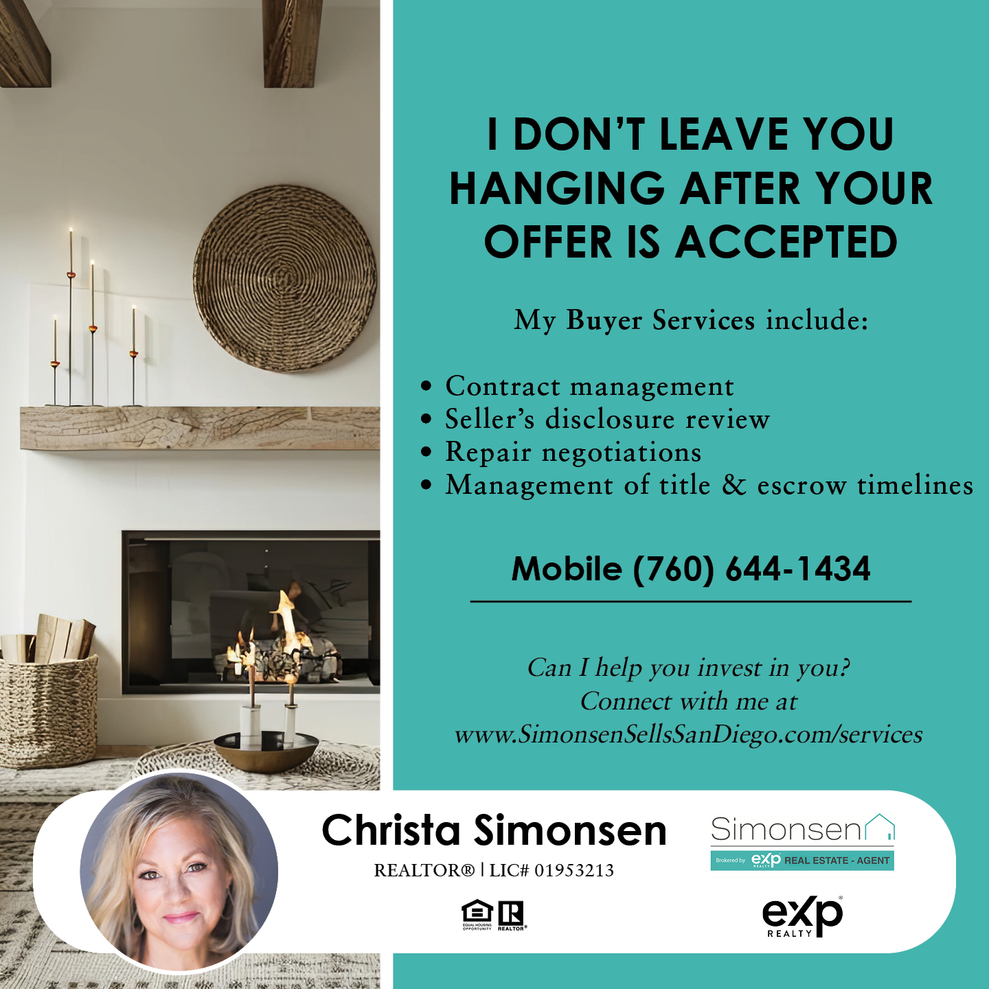 Message or Call (760) 644-1434