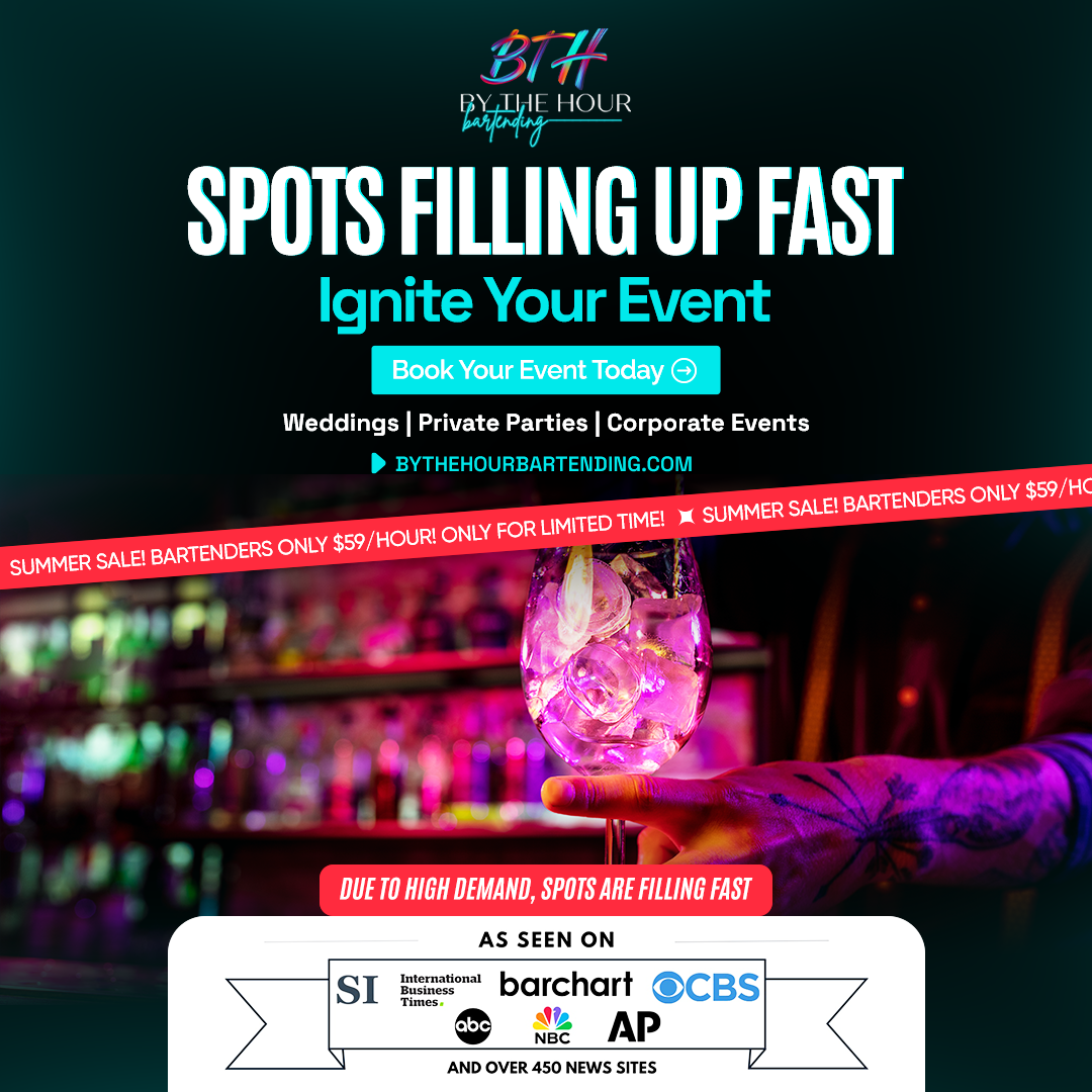 By the Hour Bartending Catering ad creative