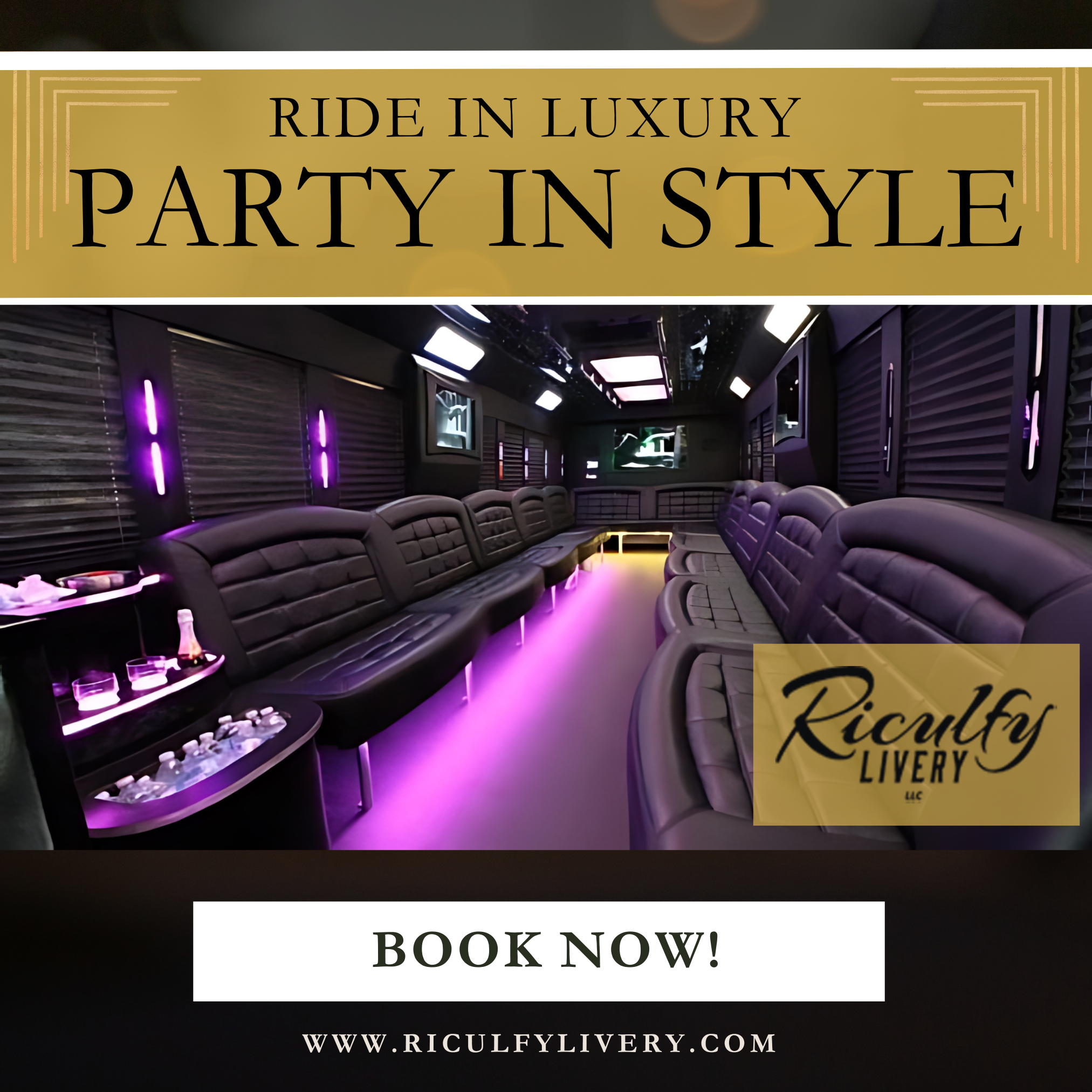 Riculfy Livery, Party Bus & Tuxedo Limo Service ad creative