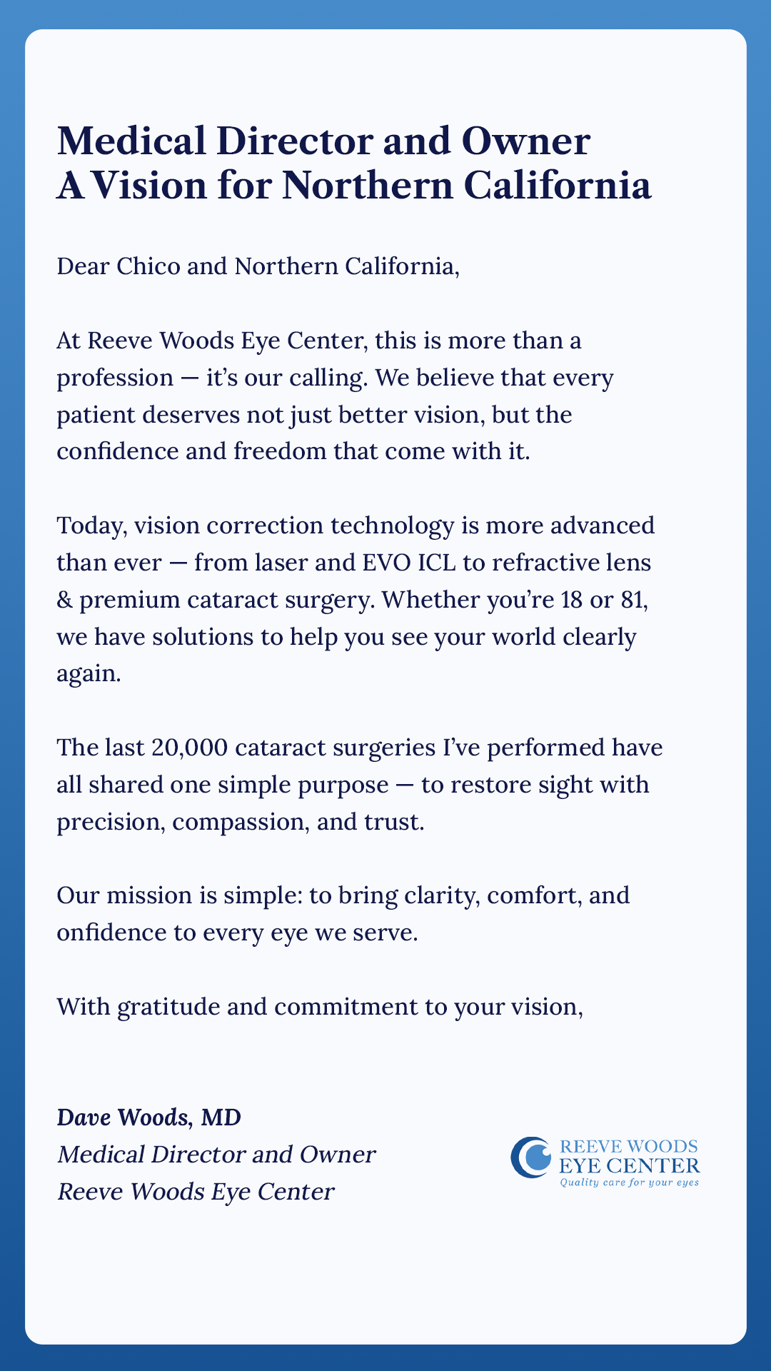 A Message From Our Medical Director