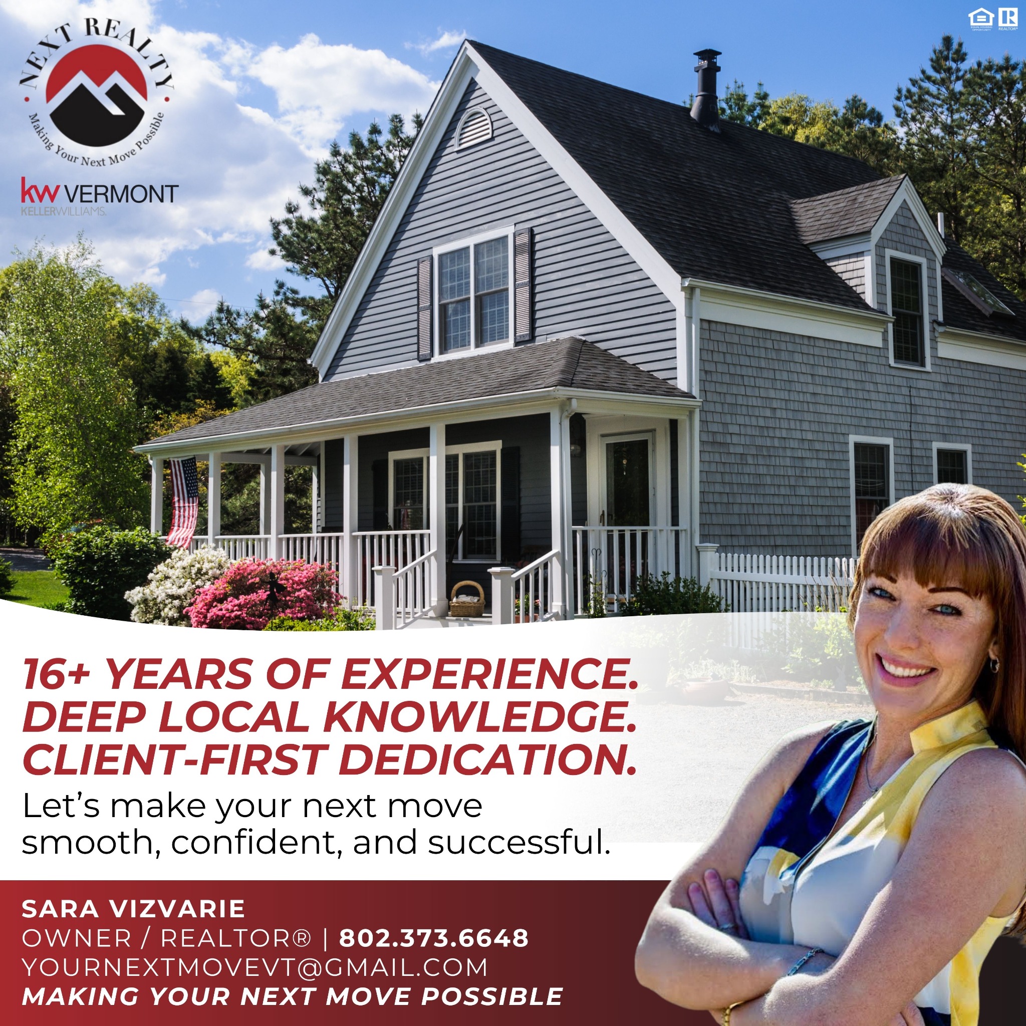 Next Realty at KW Vermont - Sara Vizvarie Real Estate Agent ad creative