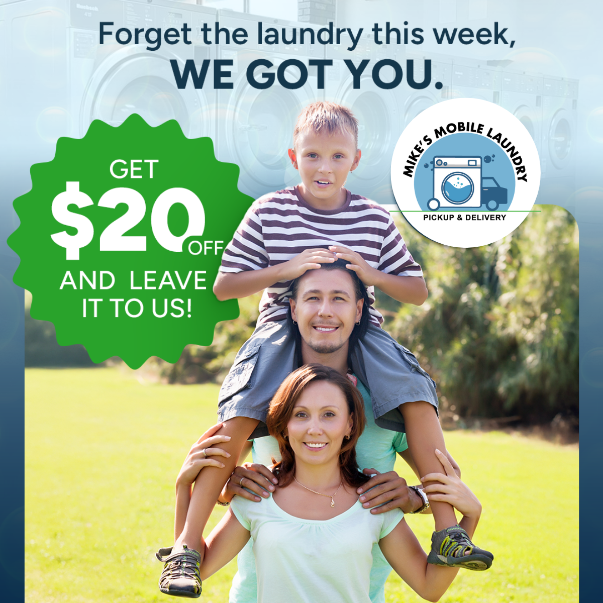 Get $20 OFF + FREE Pickup & Delivery!