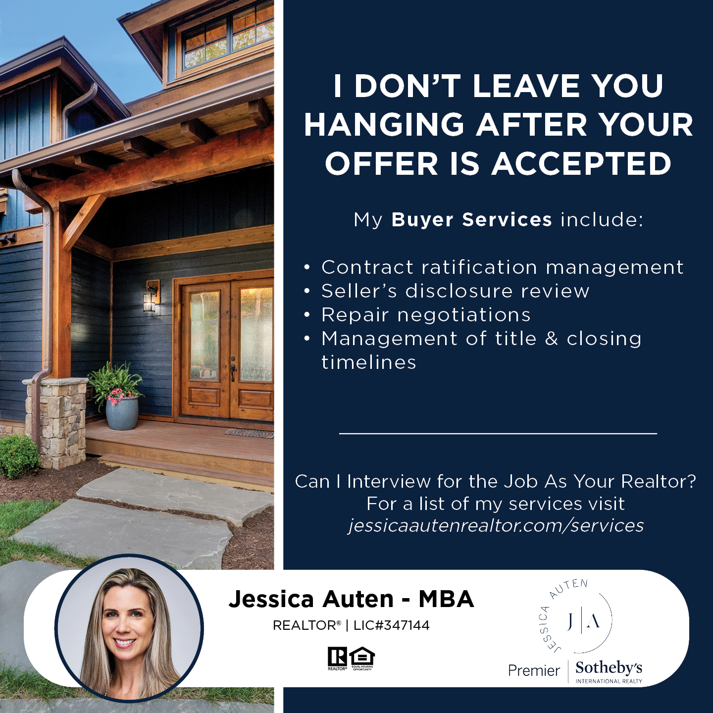 Jessica Auten, Premier Sotheby's International Realty Real Estate Agent ad creative
