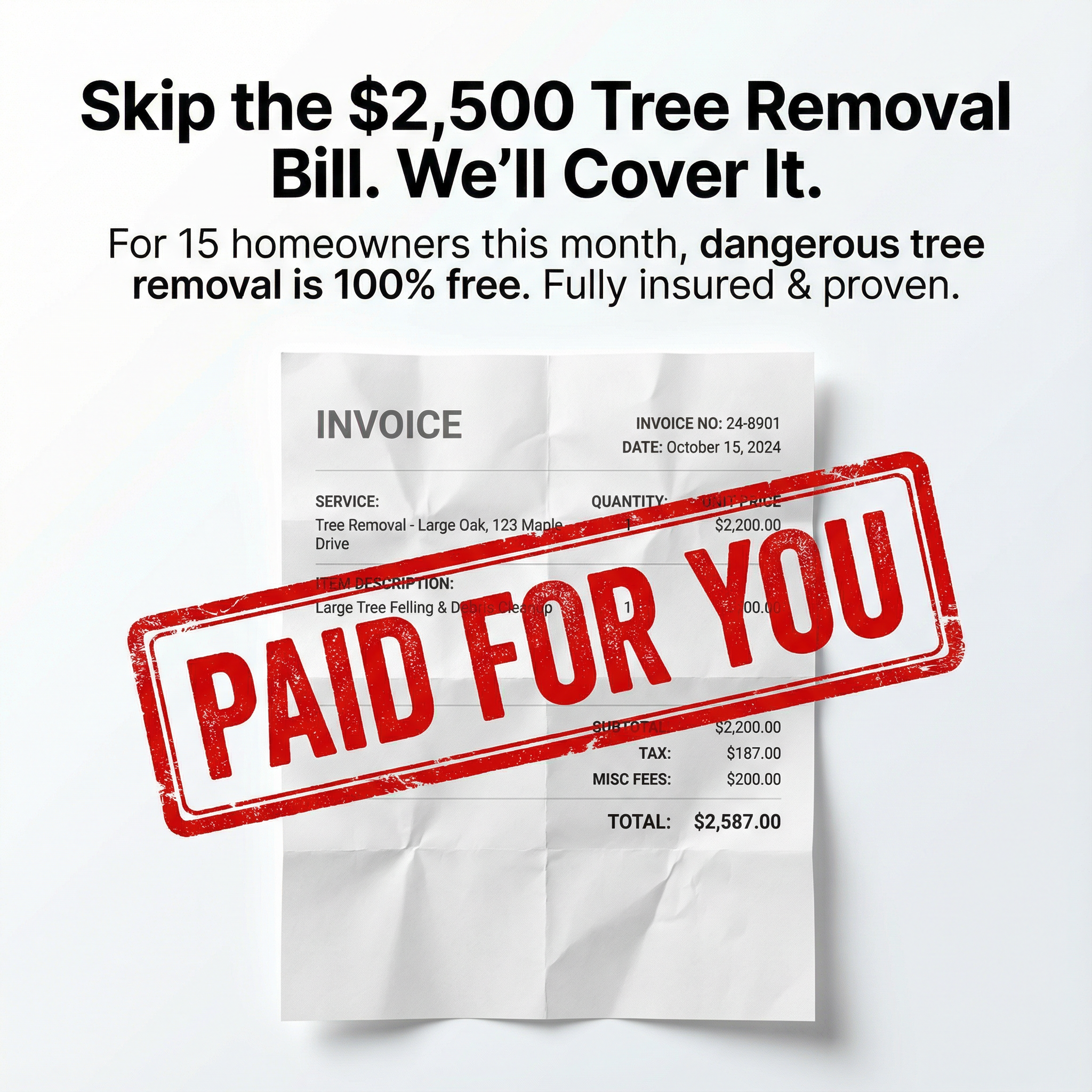 15 Free Tree Removals Available This Month