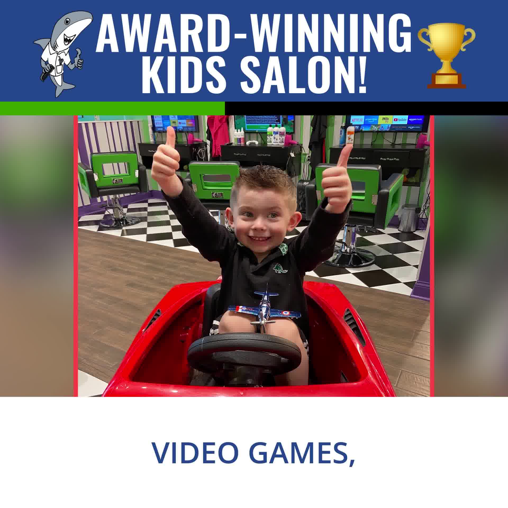 Sharkey's Cuts For Kids - Stone Oak. San Antonio, TX Barber Shop ad creative