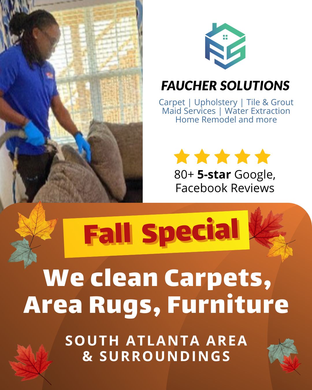 Faucher Solutions Carpet Cleaning ad creative