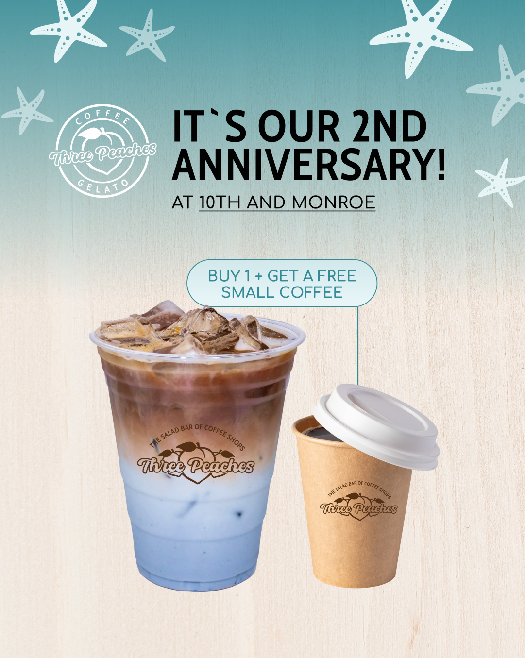 Three Peaches Gelato and Coffee Coffee Shop ad creative