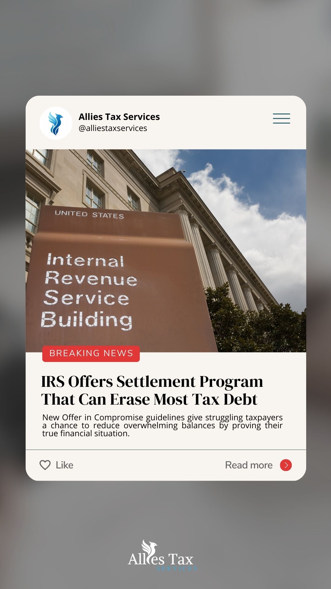 Allies Tax Services Tax Preparer ad creative