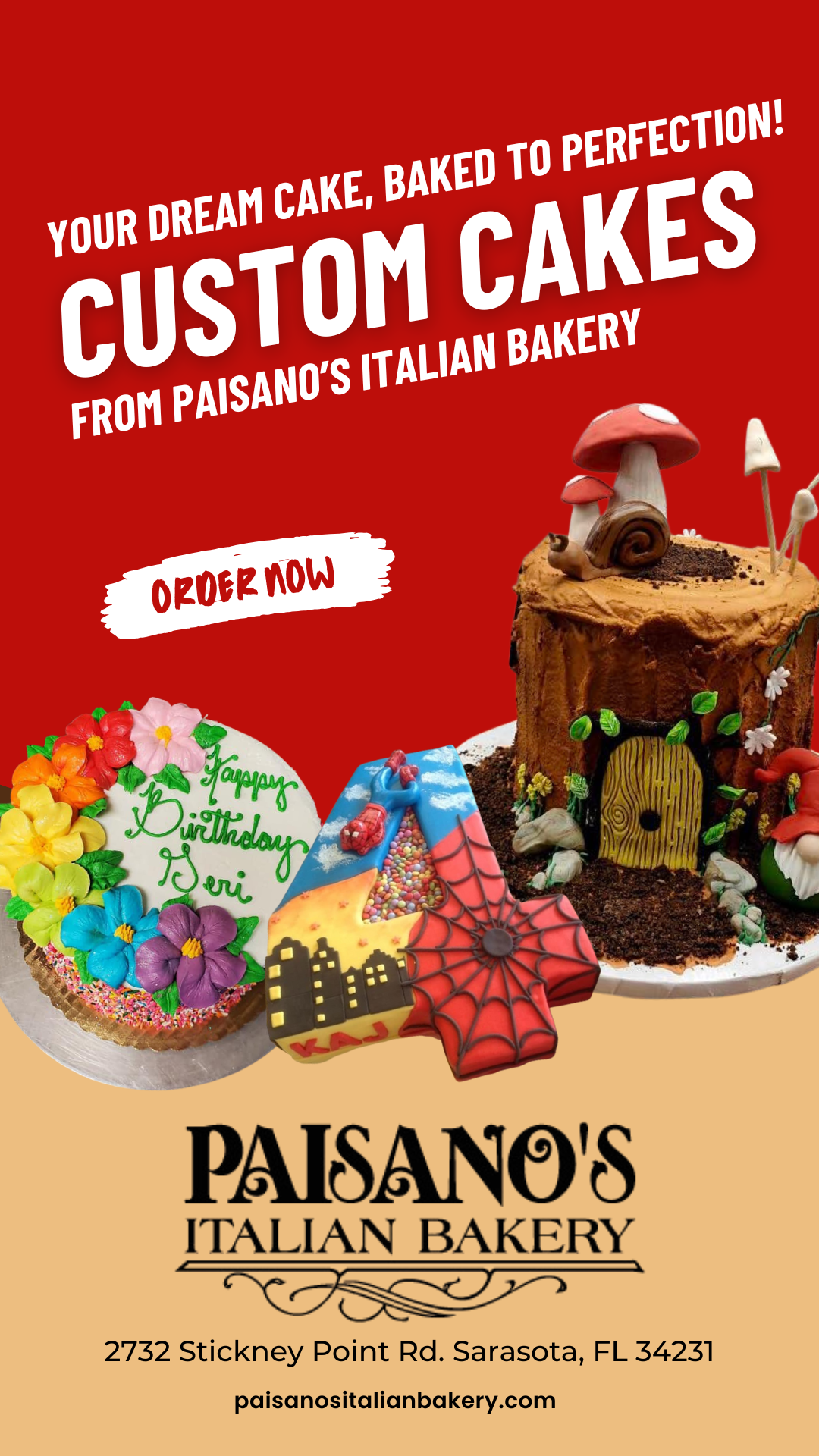 Your Dream Cake, Baked to Perfection! 🎉 Custom Cakes by Paisano's.